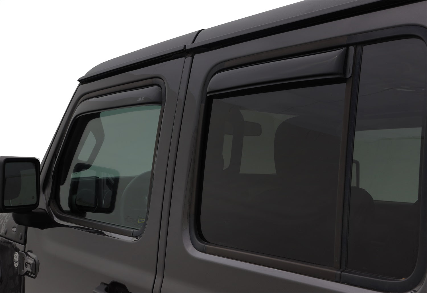 Auto Ventshade AVS 194811 In-Channel Ventvisor Side Window Deflector， 4-Piece Set for 2020-2021 Jeep Gladiator， 2018-2021 Jeep Wrangler JL ， Black