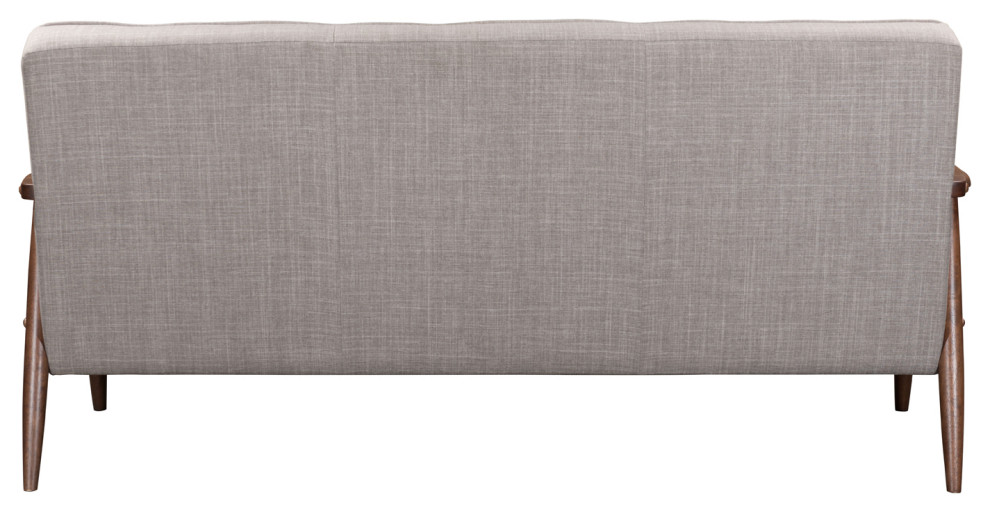 Retro Modern Button Tufted Sofa  Wood Arm   Midcentury   Sofas   by Plush Pod Decor  Houzz