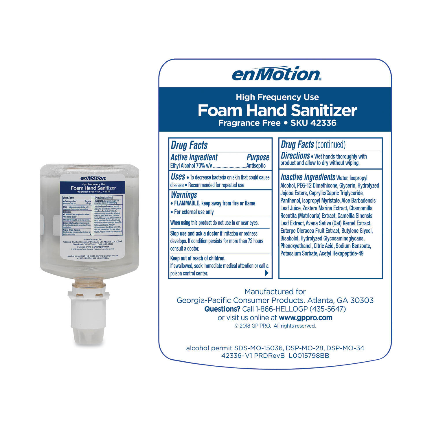 GP enMotion High-Frequency-Use Foam Sanitizer Dispenser Refill by Georgia Pacificandreg; Professional GPC42336