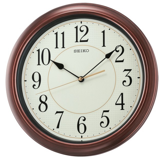 Seiko 1 Gaines Numbered Wooden Finish Wall Clock Brown