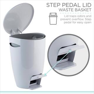 Bath Bliss 5 L Contour Step Pedal Waste Bin in White 10077-WHITE