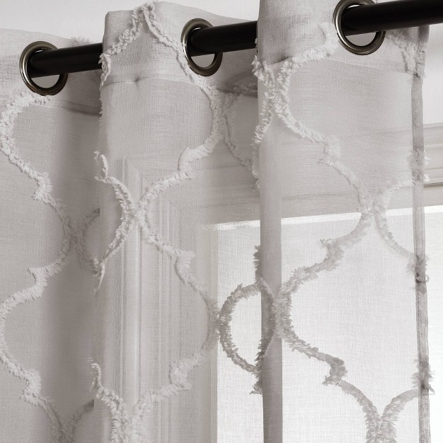 Sheer Avon Trellis Curtain Panels Gray Lush D cor