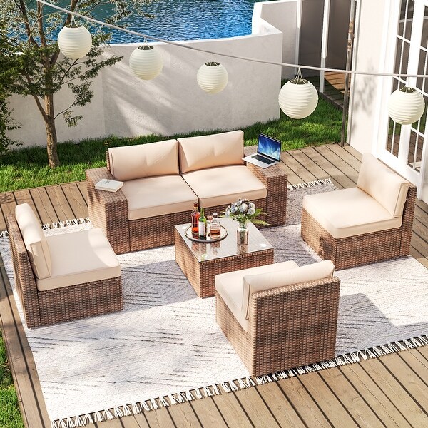 6Piece Wicker Sectional Sofa Set