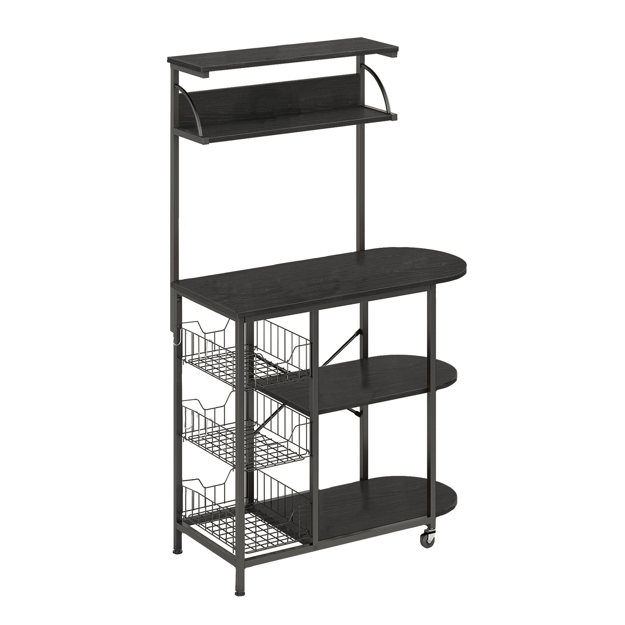 Bestier Multipurpose 4 Tier Kitchen Baker's Rack and Coffee Station， Black