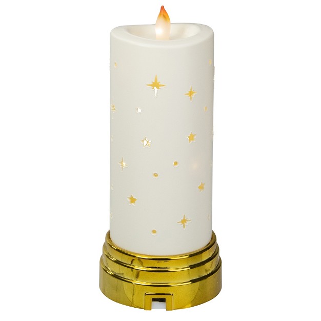 Gold And White Nativity Scene Flameless Candle