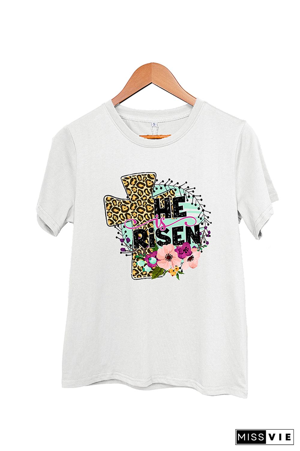 He Is Risen Easter Short Sleeve Graphic Tee Wholesale