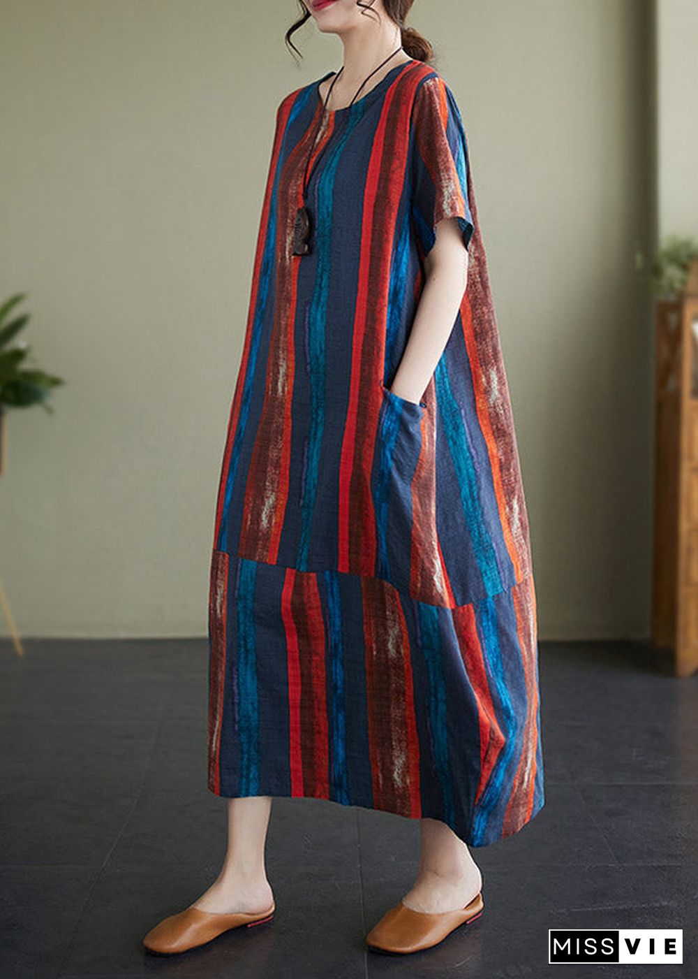 Tangerine Patchwork Loose Maxi Dress Summer