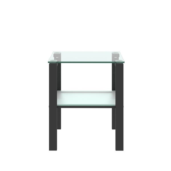 Square Glass End Table Wite Iron Tube Frame