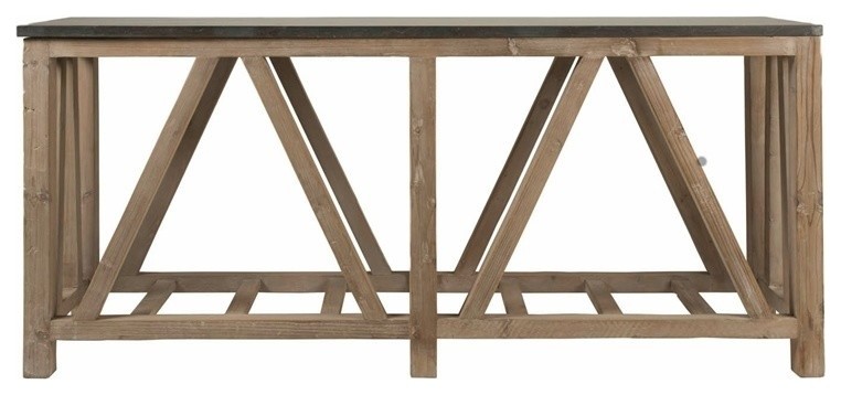 Maklaine Stone Console Table in Smoke Gray and Blue   Farmhouse   Console Tables   by Homesquare  Houzz