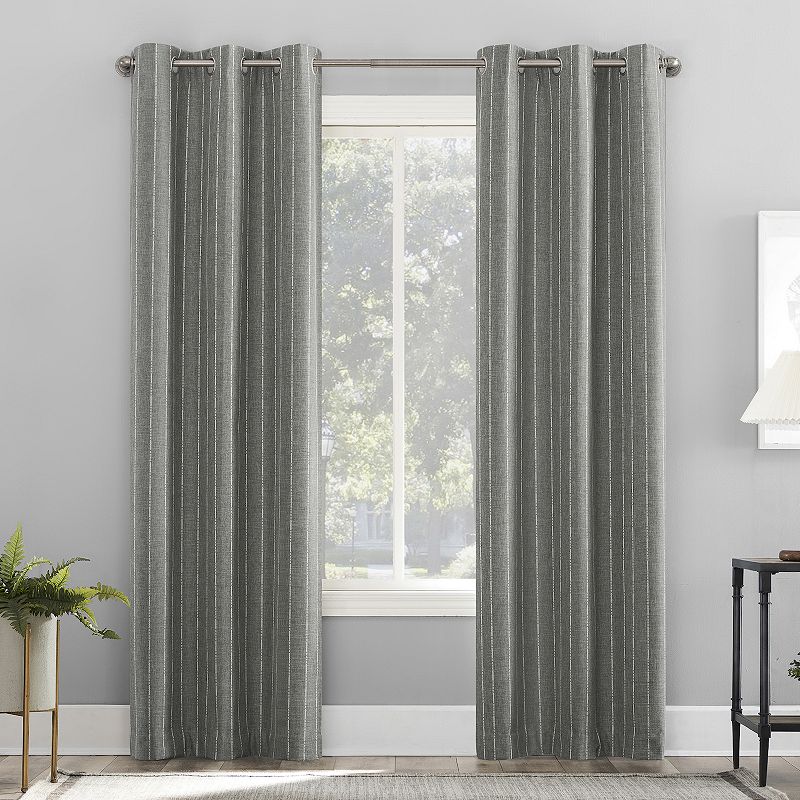 Sun Zero 2-pack Erria 100% Blackout Chambray Stripe Grommet Curtains