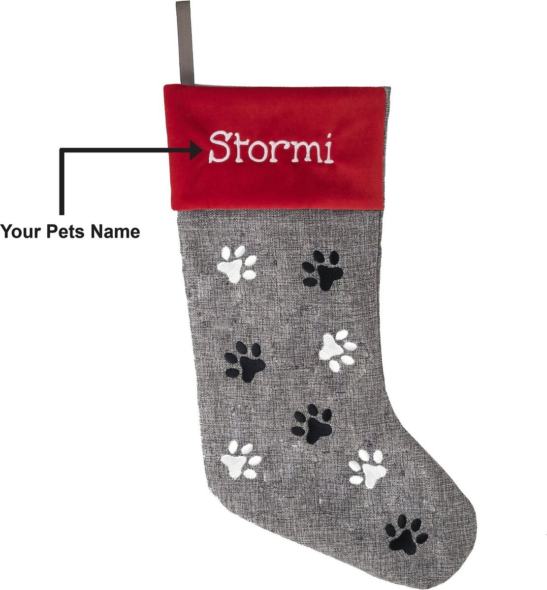 Frisco Paw Print Personalized Dog and Cat Stocking