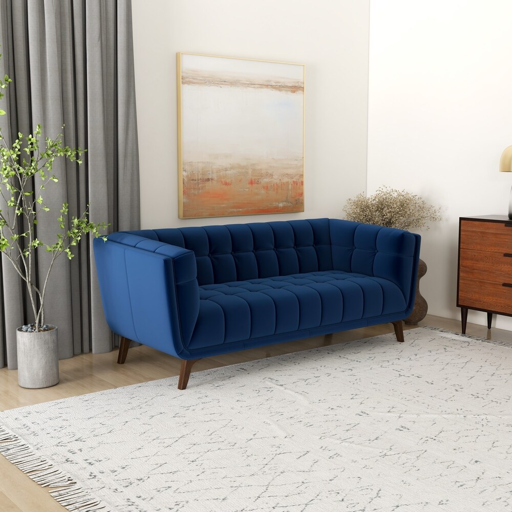 Kameron Mid Century Modern Style Channel Tufted Sofa Couch for Living Room