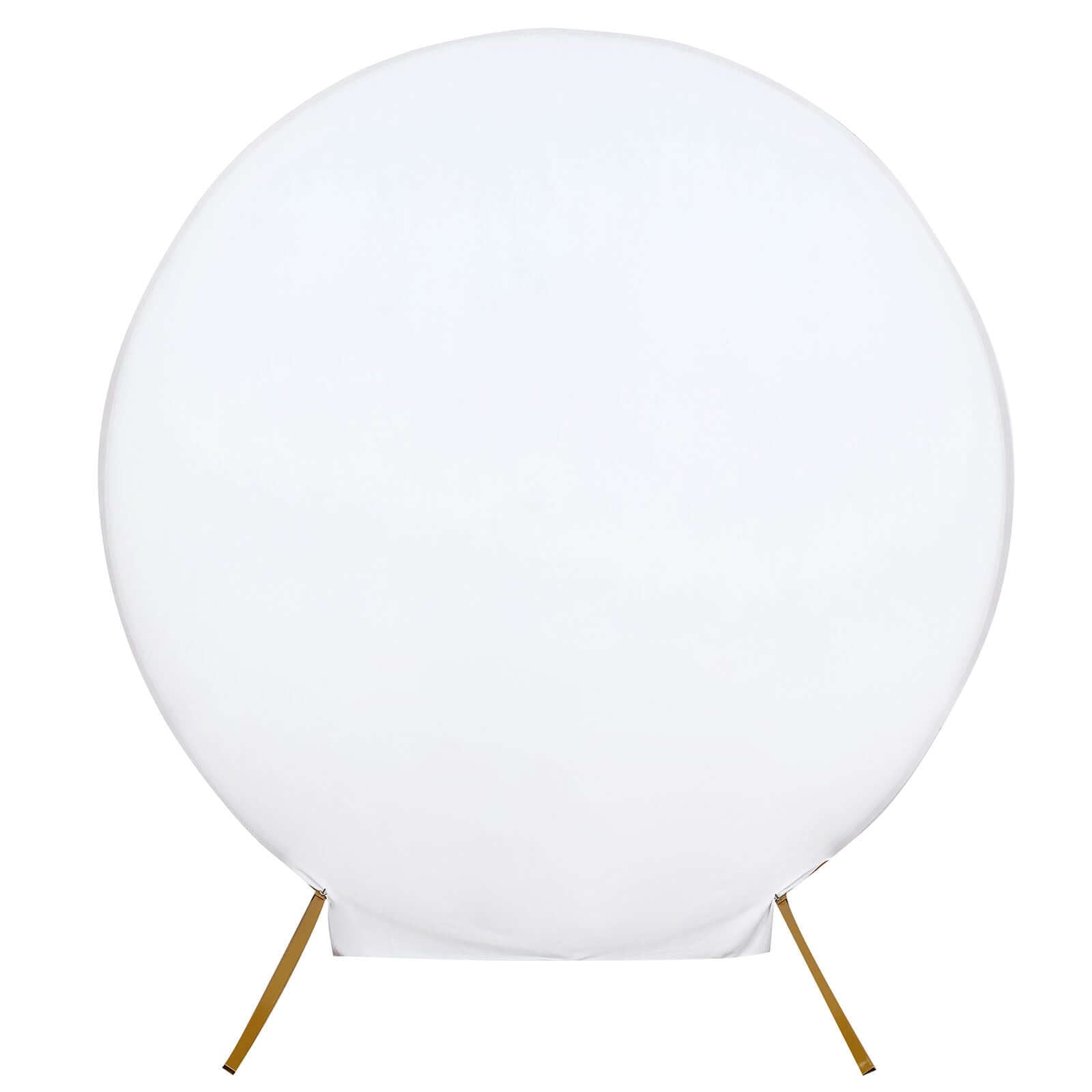 White Round Spandex Fit Wedding Backdrop Stand Cover 7.5ft