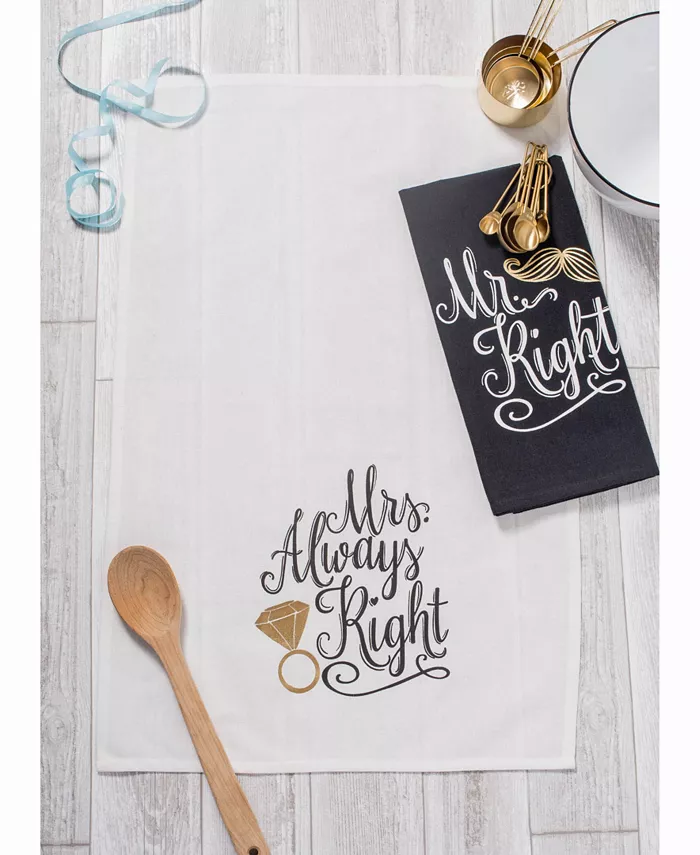 Design Imports Mr. Mrs. Printed Dishtowel Set of 2