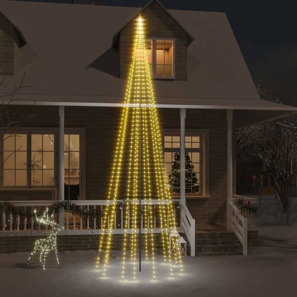 vidaXL Christmas Tree on Flagpole Warm White 500/732/1134/1400/3000 LEDs 10/16/26 ft