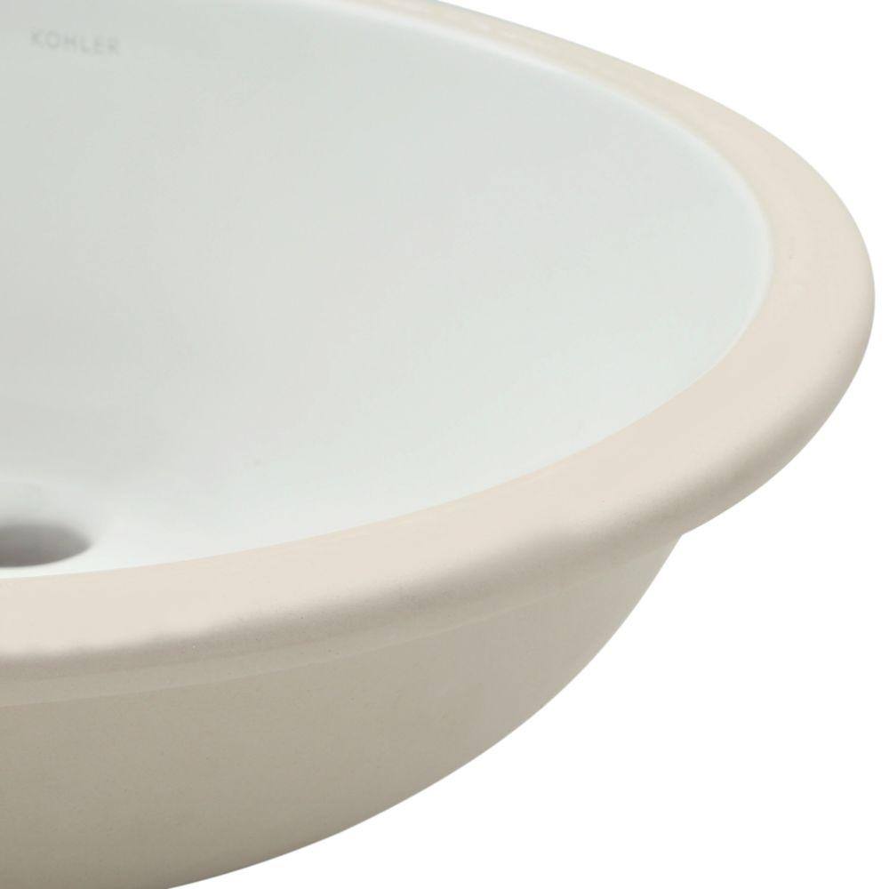 KOHLER Caxton Vitreous China Undermount Vitreous China Bathroom Sink in White with Overflow Drain K-2211-0