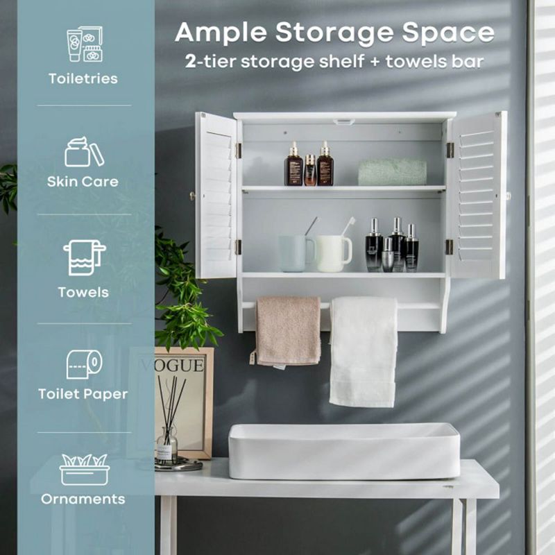 Hivago Bathroom Medicine Cabinet with Height Adjustable Shelf and Towels Bar