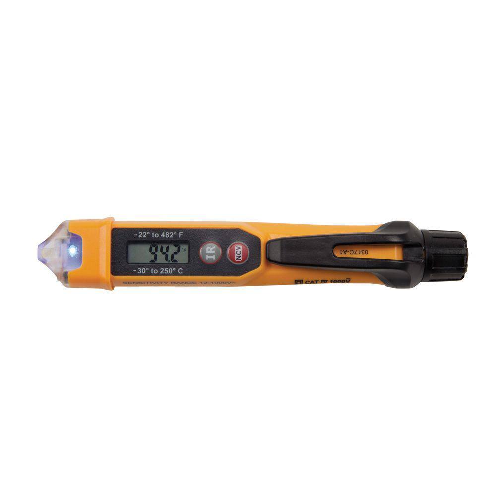 Klein Tools Non-Contact Voltage Tester Pen with Infrared Thermometer 12-1000V AC NCVT-4IR