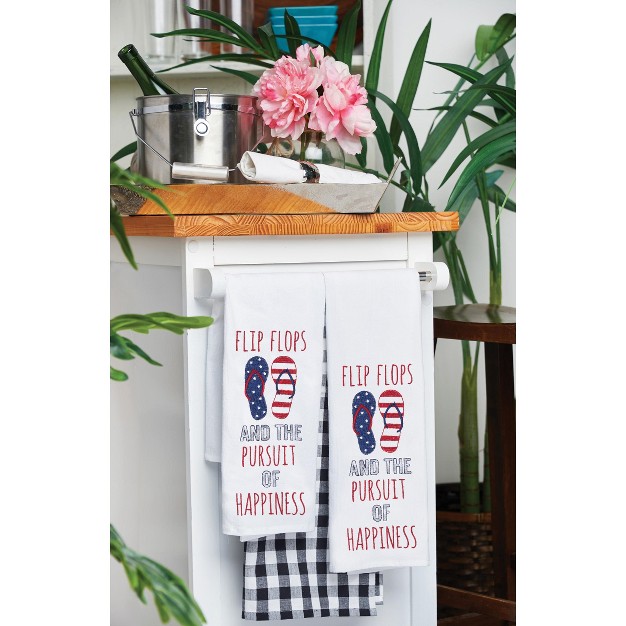 C amp f Home Flip Flops amp The Pursuit Of Happiness July 4th Flour Sack Embroidered Cotton Kitchen Towel