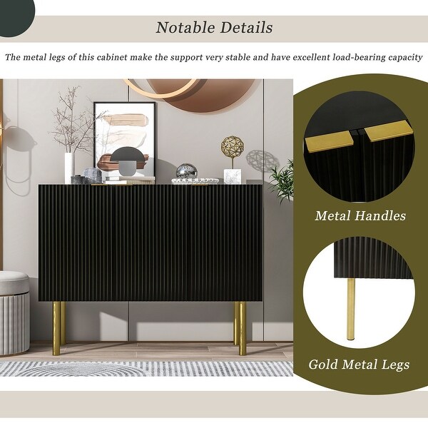 Modern Simple Sideboard Console Table with Gold Metal Legs and Handles