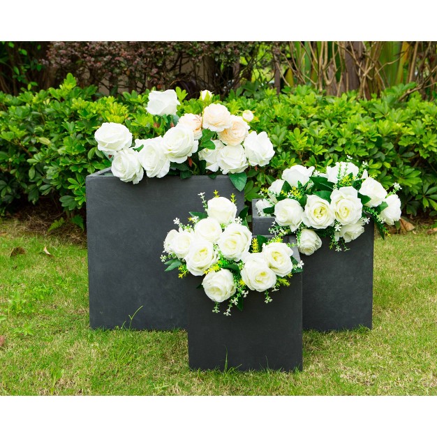 Kante Lightweight Modern Outdoor Concrete Square Planters Charcoal Rosemead Home amp Garden Inc