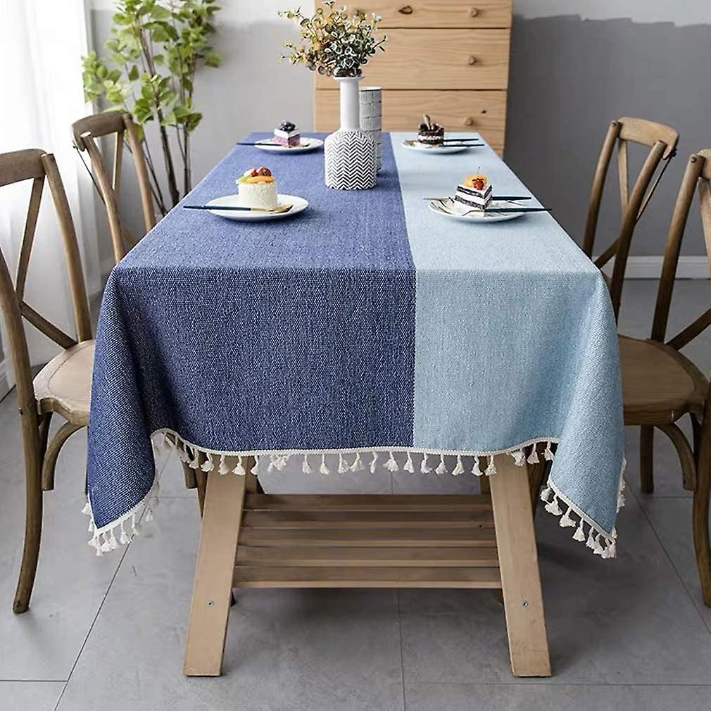 Tablecloth Modern Fashion Spliced Striped Tablecloth Washable Dust-proof Cotton Linen Stitching Tassel Table Cloth For Rectangle Tables Kitchen (stitc