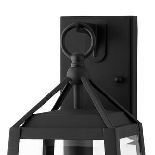 Home Decorators Collection Blakeley Transitional 1-Light Black Outdoor Wall Light Fixture with Clear Beveled Glass W 09905