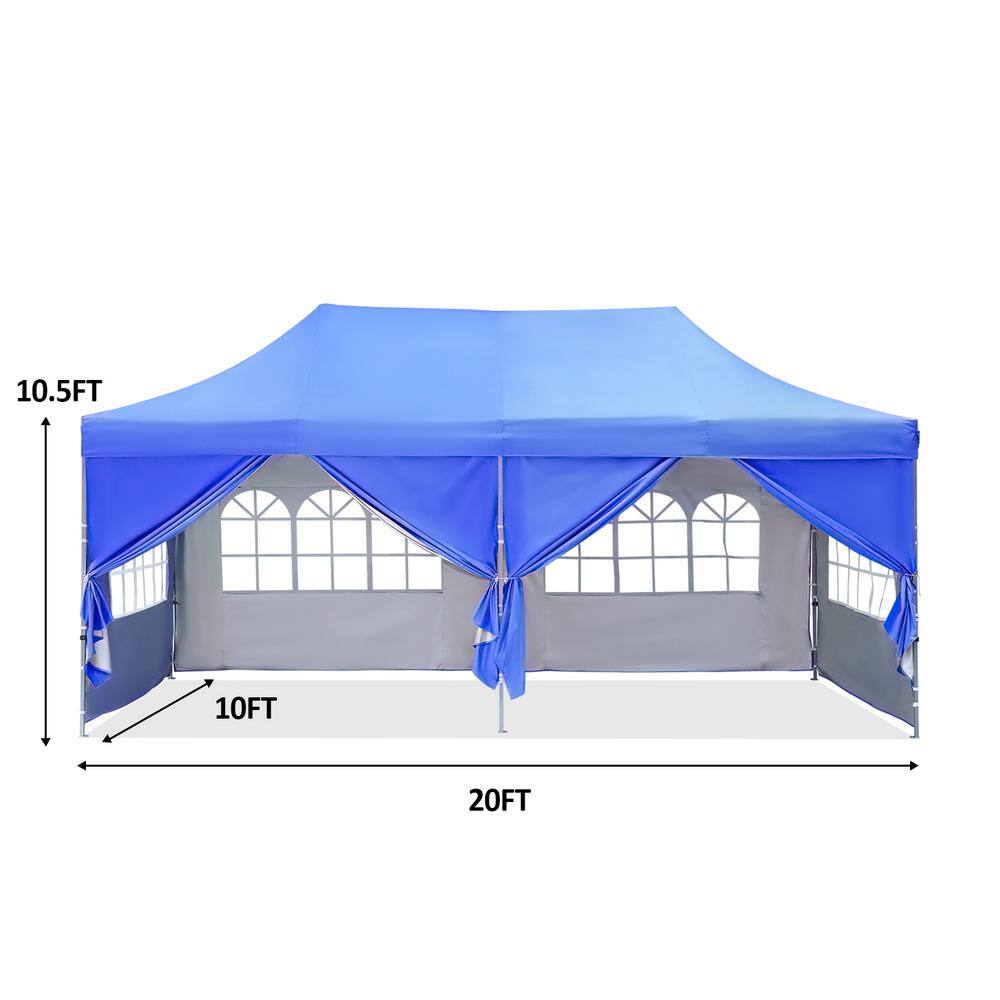 OVASTLKUY 10 ft. x 20 ft. Blue Pop up Canopy Tent MAOV-ODF014BL