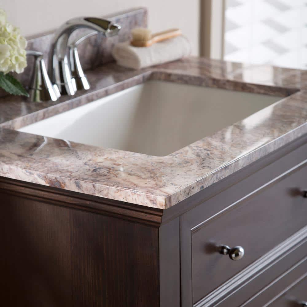 Home Decorators Collection 31 in W x 22 in D Stone Effects Cultured Marble Vanity Top in Cold Fusion with Undermount White Sink