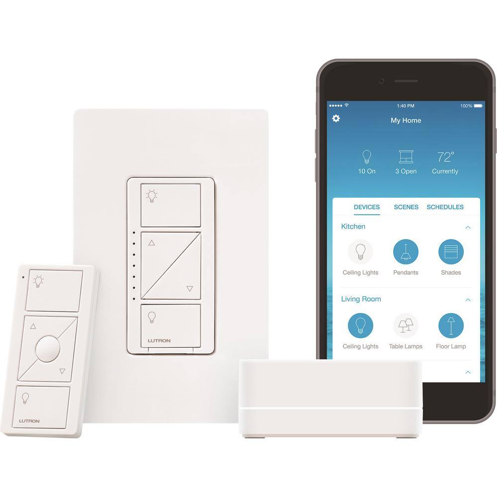 Lutron Caseta Smart Lighting Start Kit with Pico Remote 2-Dimmer Switches and Google Home Mini Charcoal (CASETA-2DIM-GMCHCL) CASETA-2DIM-GMCHCL