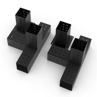 TOJA GRID Quad 4 Arm Pergola Extension Bracket and Solo for 4x4 Wood Posts (2-Pack) G021040MB1