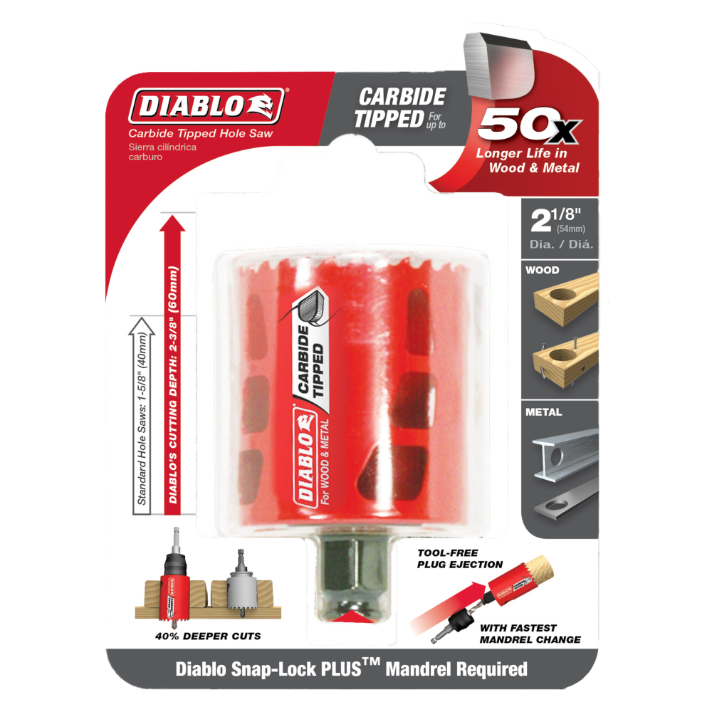 Diablo Tools 2-1/8 (54mm) Carbide-Tip Wood and Metal Holesaw