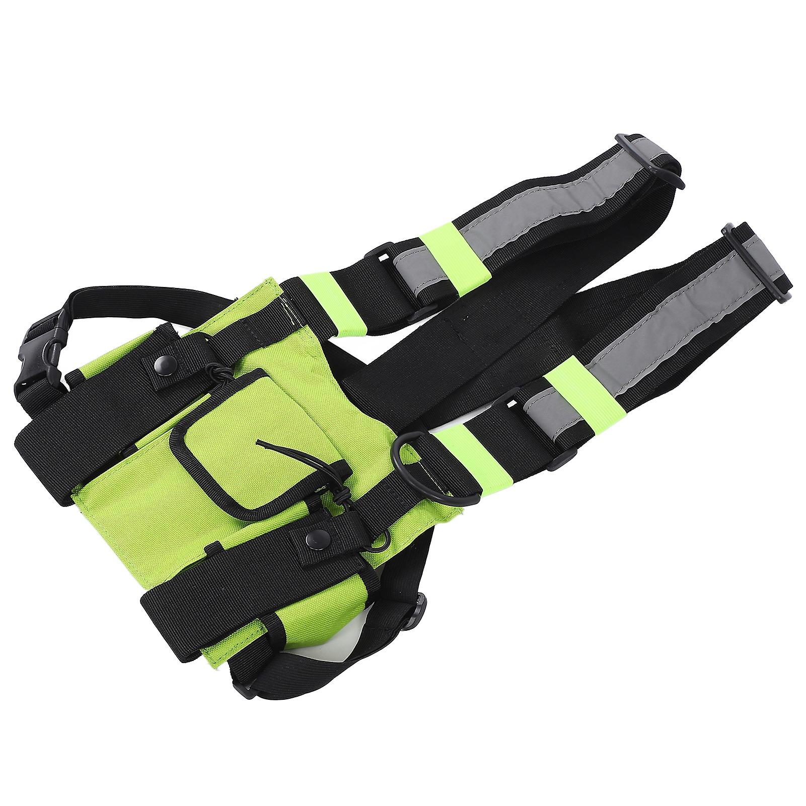 Multifunctional Nylon Waterproof Chest Bag Reflective Safety Tooling Vest For Outdoorfluorescent Green