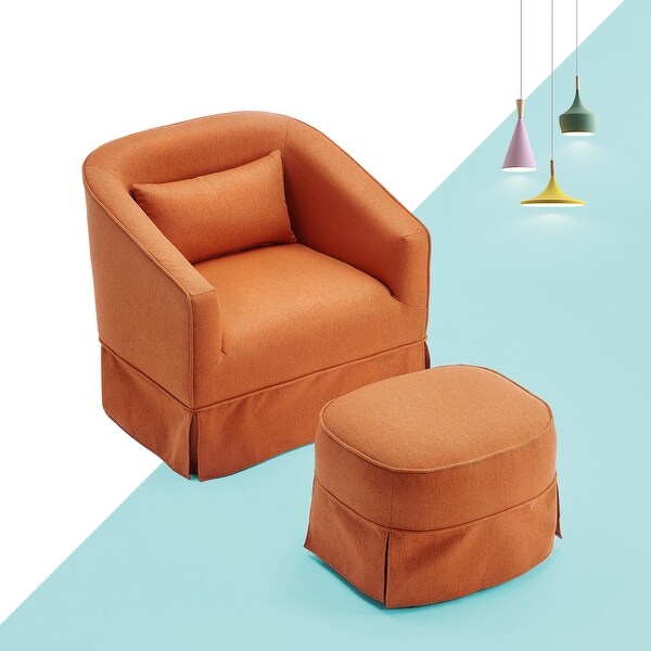 Swivel Barrel Chair With Ottoman，Swivel Accent Chairs Armchair for Living Room