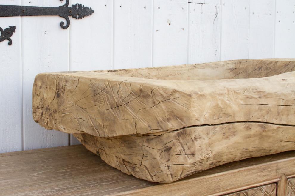 Massive Antique Bleached Wood Trough Planter   Rustic   Outdoor Pots And Planters   by De cor  Houzz