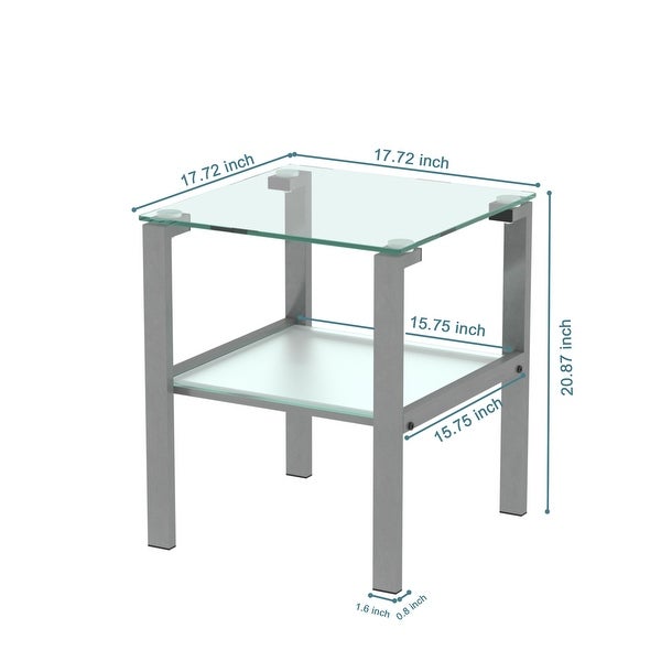 Square Glass End Table Wite Iron Tube Frame