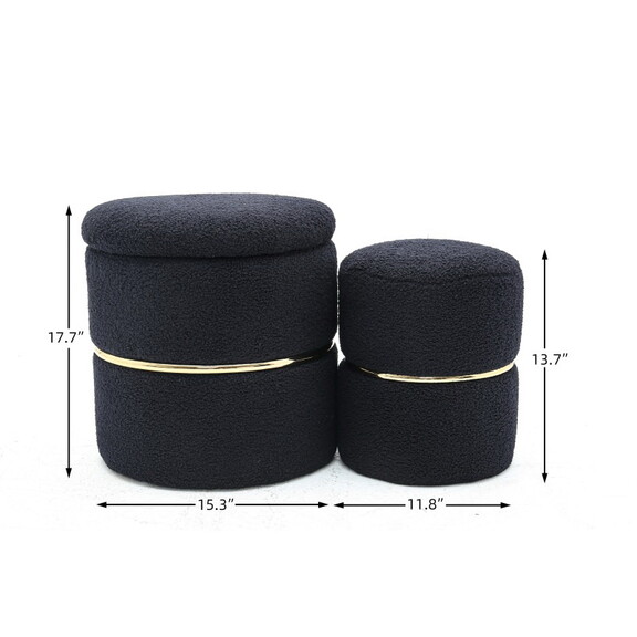 Upholstered Tufted Storage Ottoman Footstool Black...