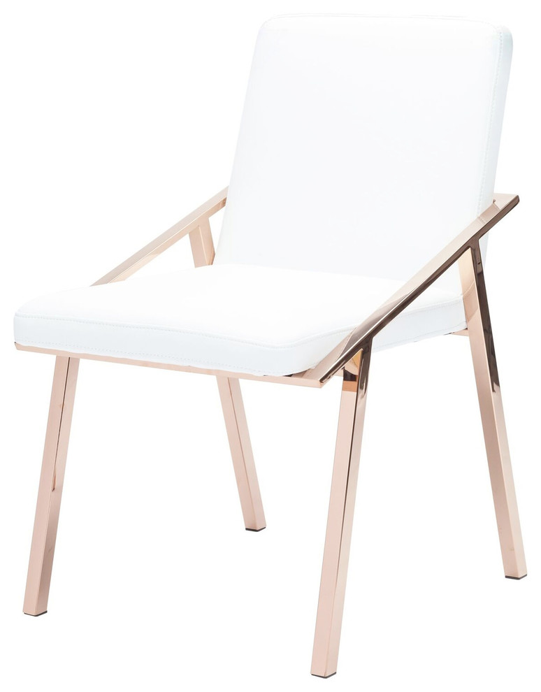 Nuevo Nika Faux Leather Dining Side Chair in White and Rose Gold   Modern   Dining Chairs   by Homesquare  Houzz