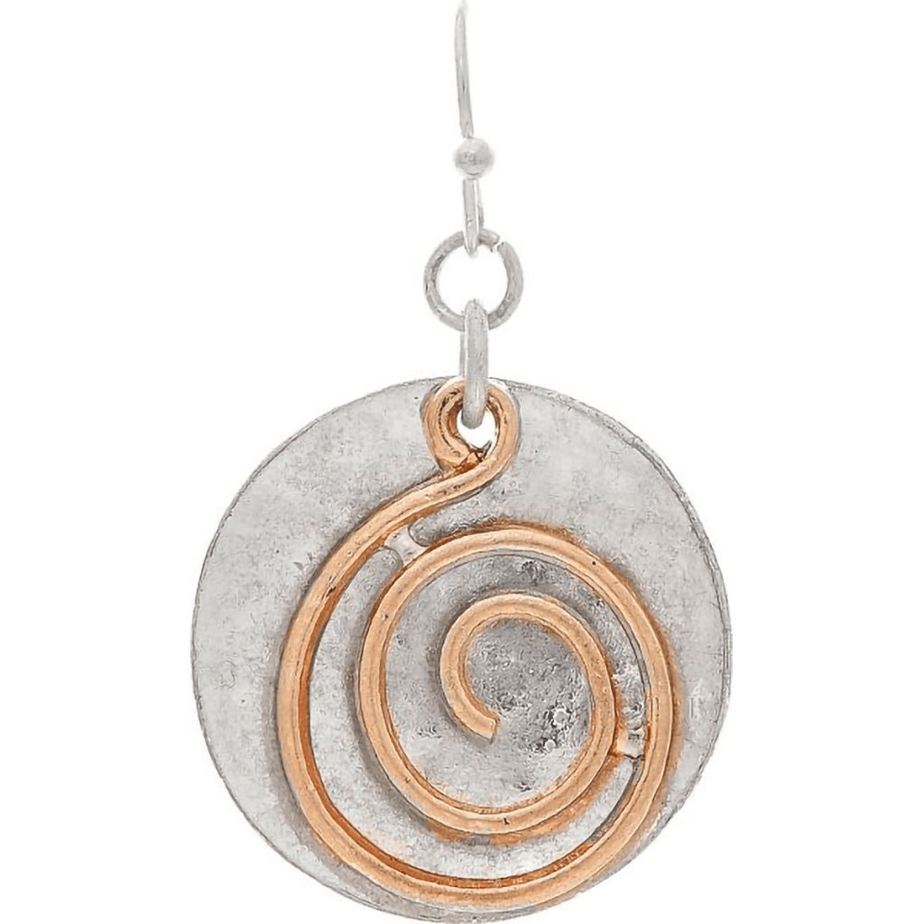 Rain  Two Tone Silver Backed Gold Swirl Earrings