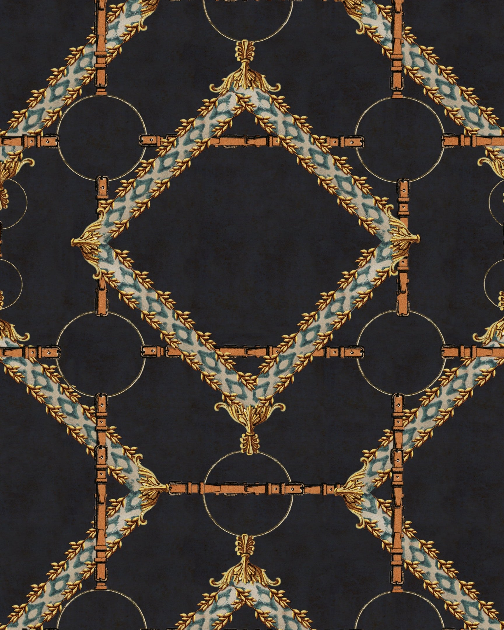 Sample Decorative Harness Anthracite Wallpaper from the Derby Collection by Mind the Gap