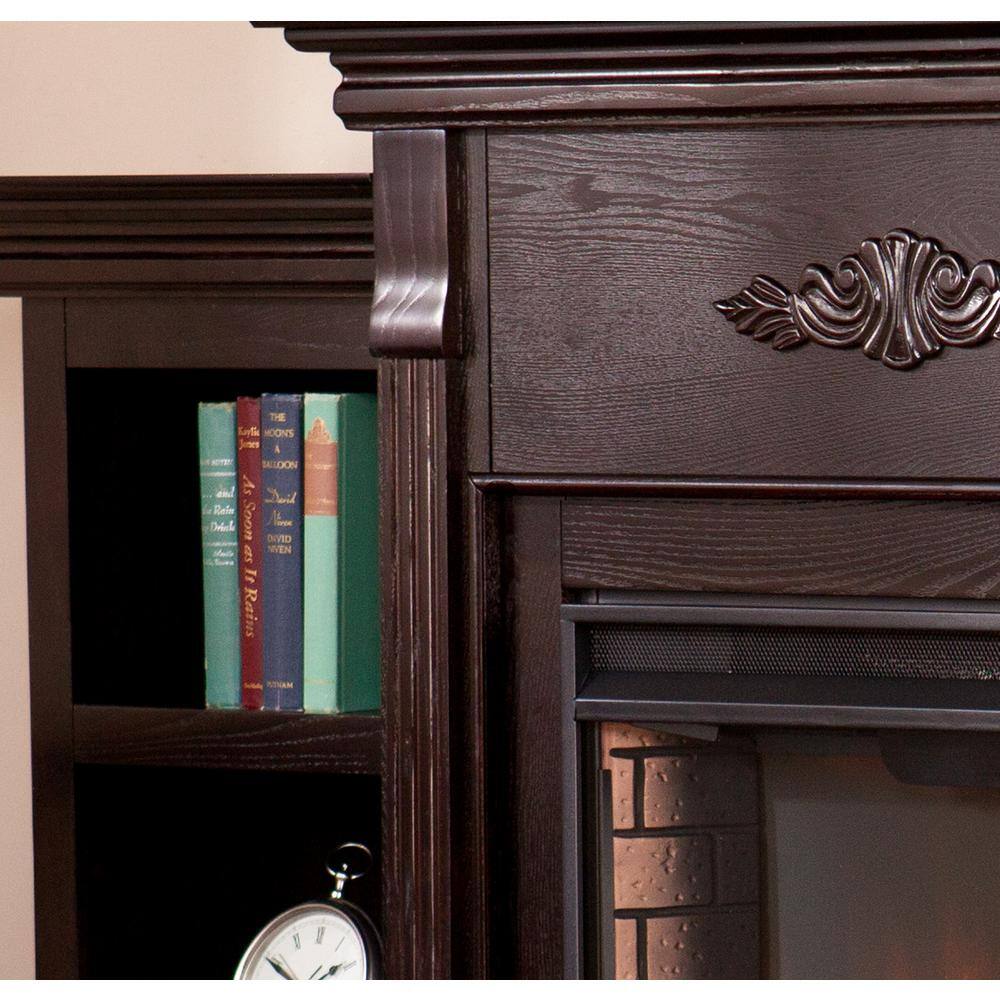 Southern Enterprises Bettram Alexa-Enabled 70.25 in. Bookcase Electric Smart Fireplace in Classic Espresso HD014210