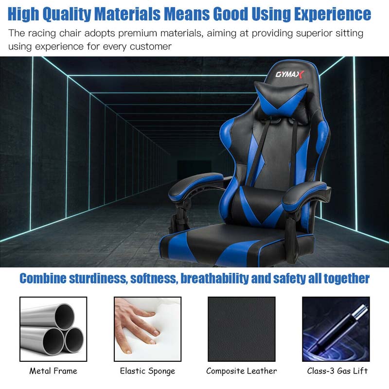 Massage Gaming Chair Recliner, Racing Computer Office Chair, Ergonomic High Back Swivel PC Game Chair with Headrest & Lumbar Support