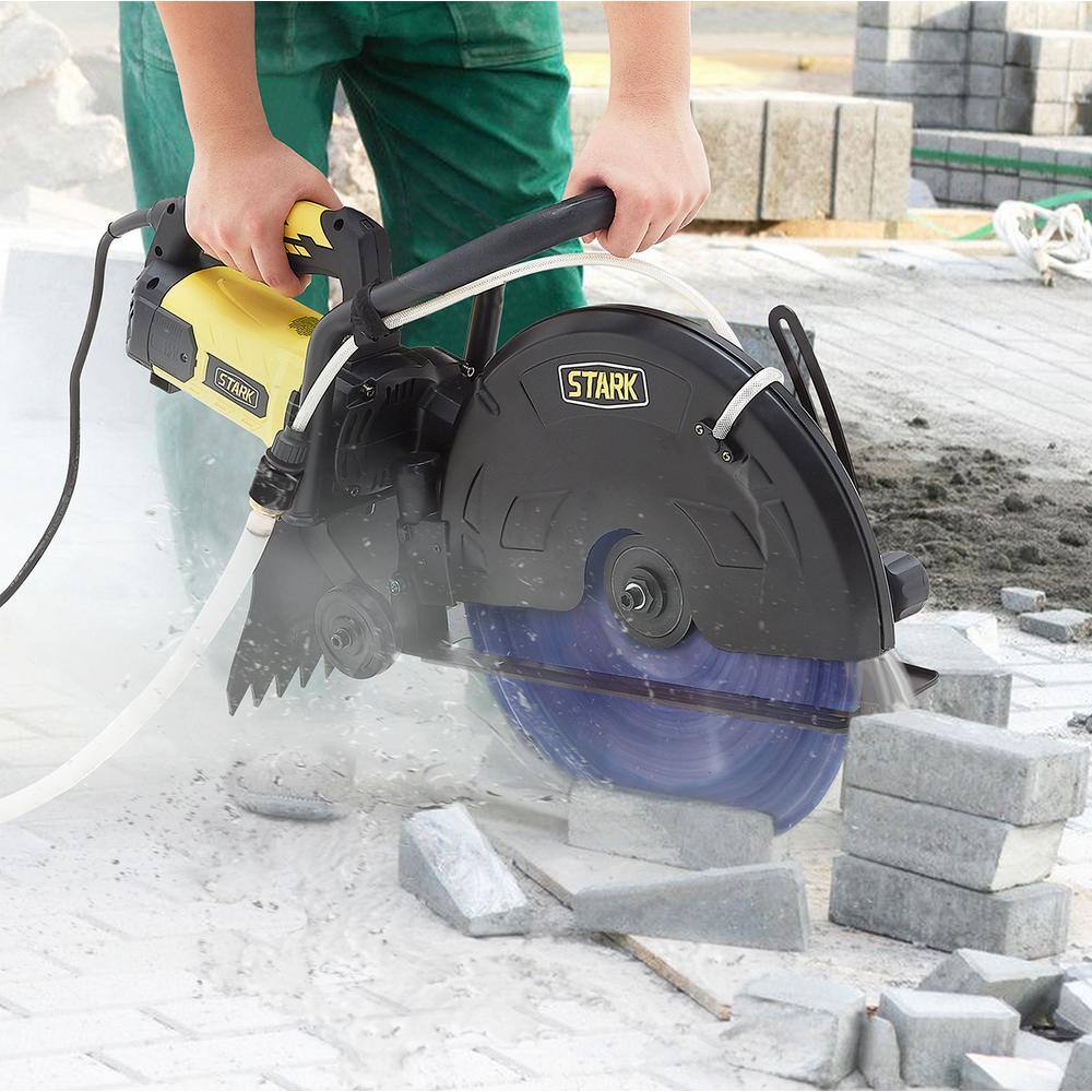 STARK USA 16 in. 3200-Watt Circular Cut Concrete Saw Cutter with Water Line Attachment (No-Blade) 50120-H2