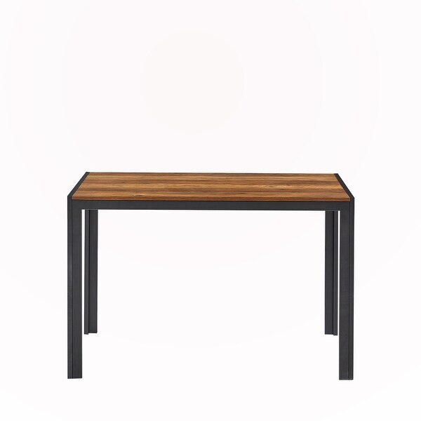 Wooden Top Black Metal Shelf Dining Table