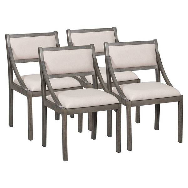 Wood Dining Chairs Set of 4， Upholstered Chairs with Solid Wood Legs