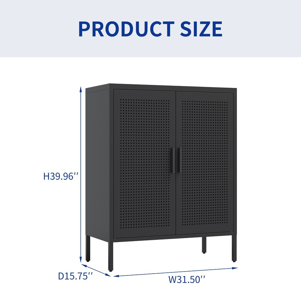 Steel Storage Cabinet with 2 Doors and 2 Adjustable Shelves