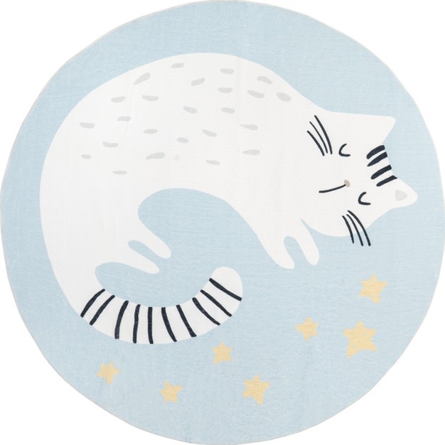 Nuloom Adalynn Sleepy Cat Kids Machine Washable Area Rug