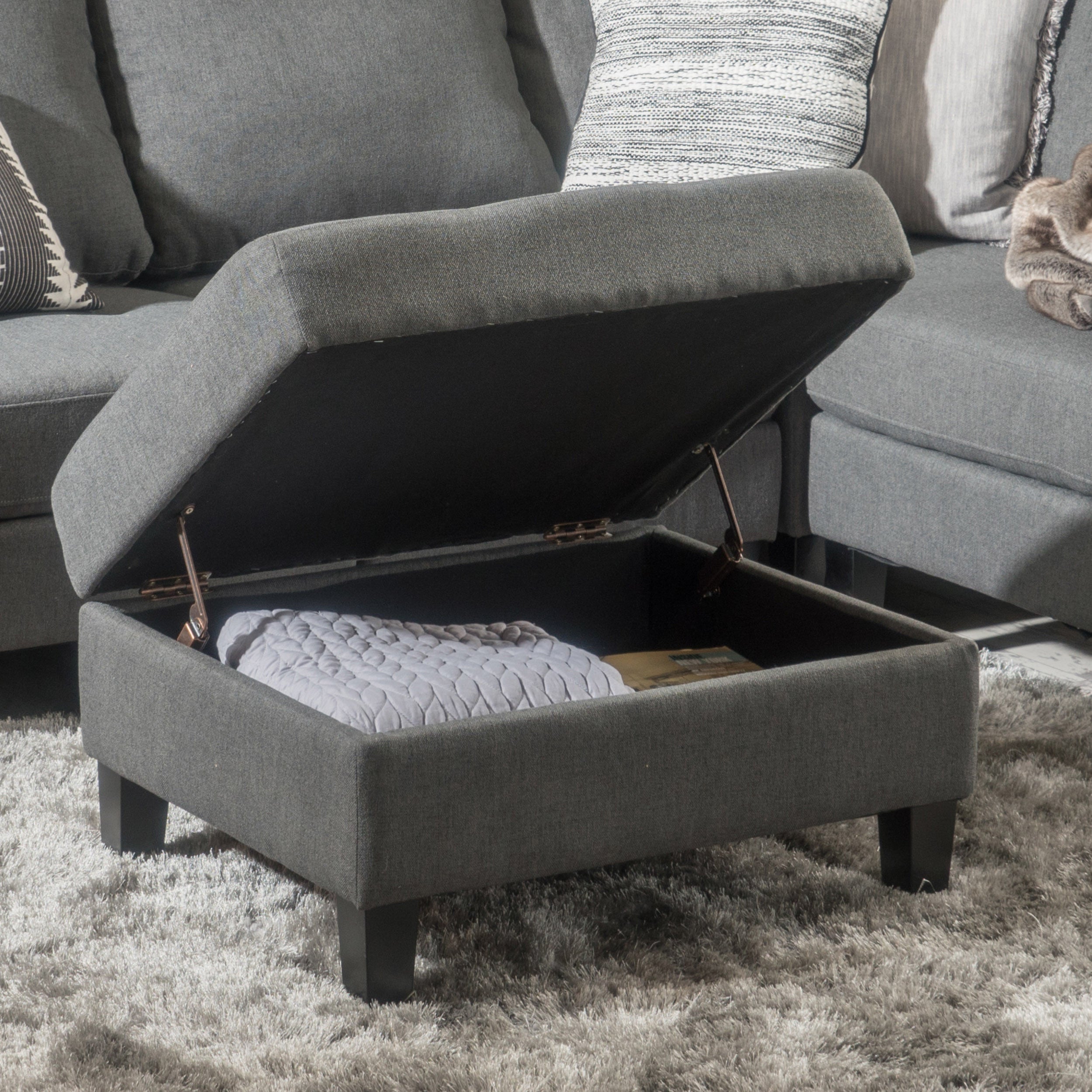 Zahra Contemporary Tufted Fabric Storage Ottoman