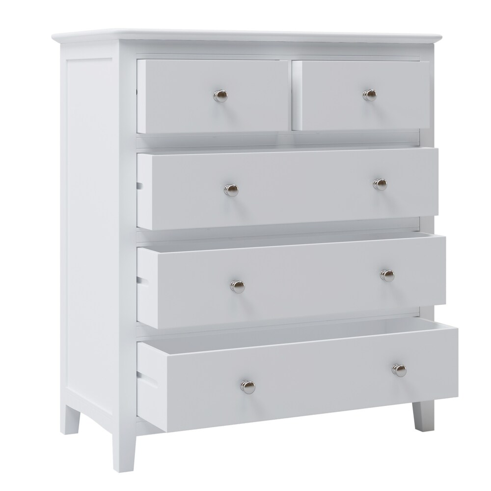 7 / 5 Drawers Solid Wood Dresser in White