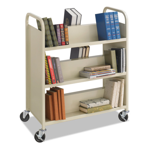 Safco Steel Double-Sided Book Cart， Metal， 6 Shelves， 300 lb Capacity， 36